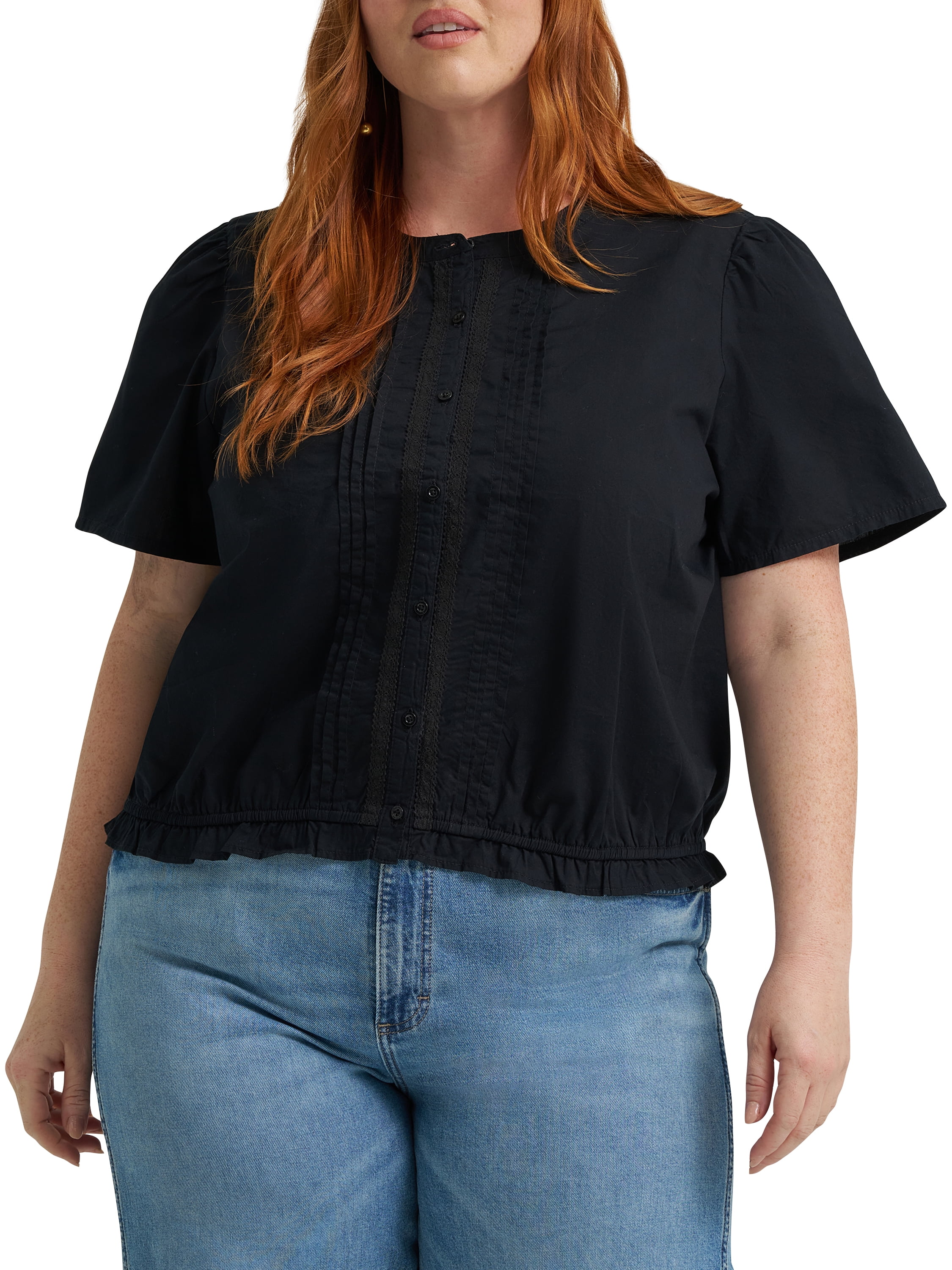 Lee® Women's Plus Short Sleeve Pintuck Top