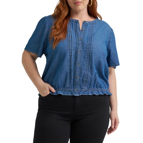 Lee® Women's Plus Short Sleeve Pintuck Top