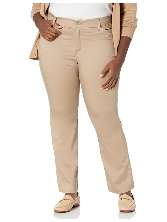 Women's Plus-Size Flex Motion Regular Fit Straight Leg Pant, Flax, 26 Petite