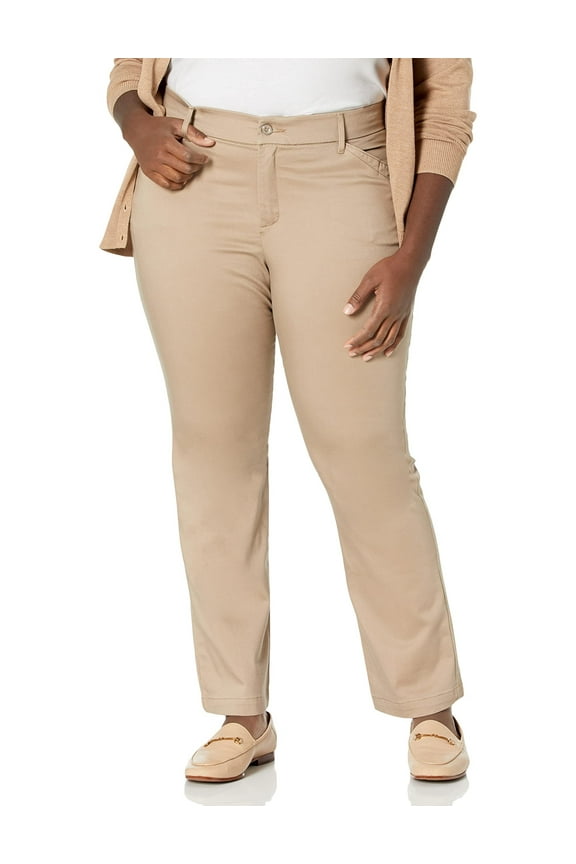 Women's Plus-Size Flex Motion Regular Fit Straight Leg Pant, Flax, 26 Petite