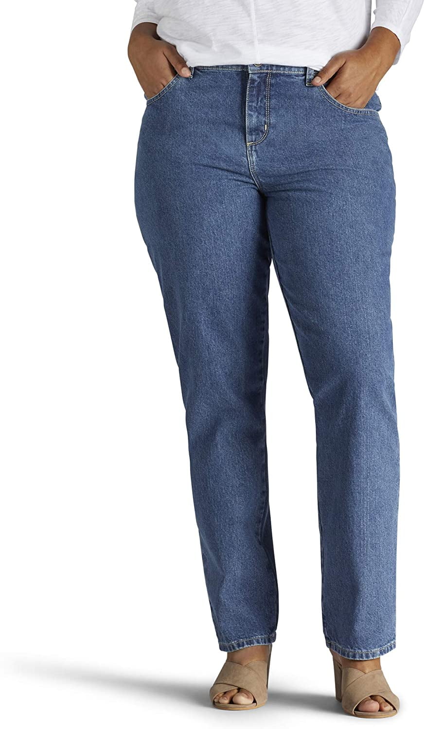 Lee Womens Plus-Size Relaxed Fit All Cotton Straight Leg Jean, aero ...