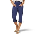 thumbnail image 1 of Lee Womens Solid 6 Pockets Cargo Capris 18 Ink blue, 1 of 3
