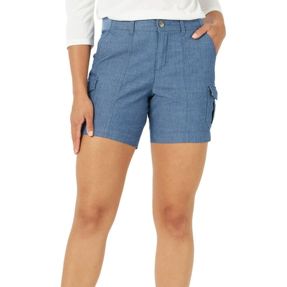 Lee Womens Solid Flex to Go Shorts 18 Chambray blue