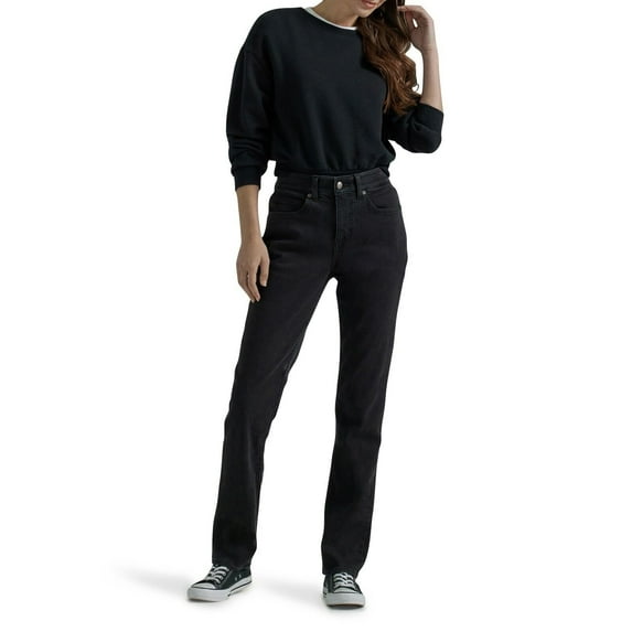 Lee Womens Ultra Lux Comfort Flex Motion Straight Jeans Denim Midnight Bloom New