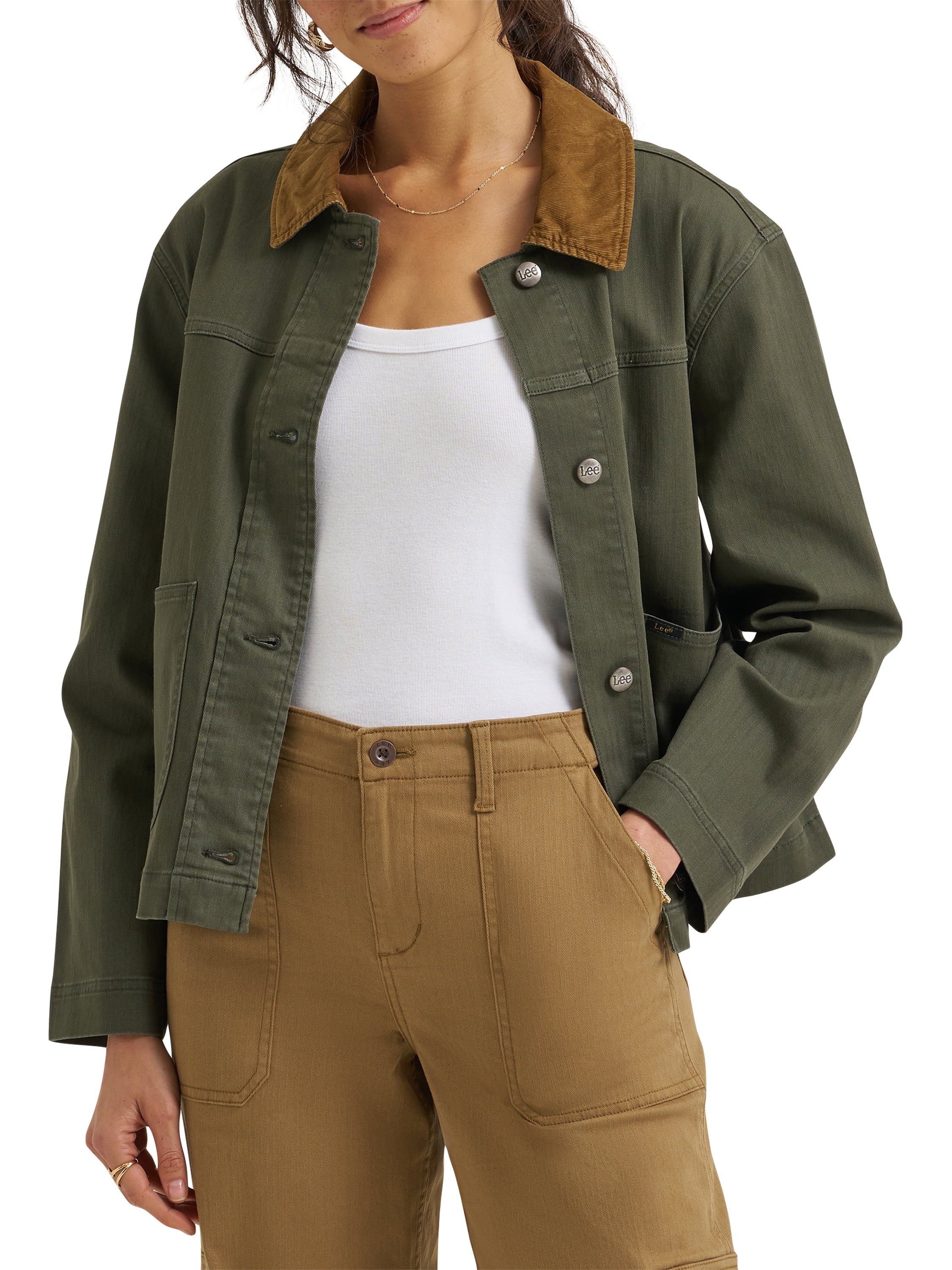 Lee® Women's and Plus Loose Fit Jacket With Contrasting Cord Collar
