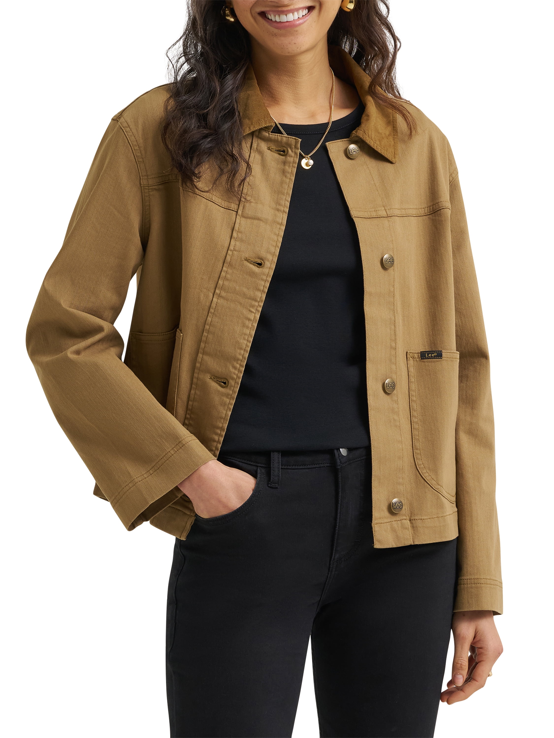 Lee® Women's and Plus Loose Fit Jacket With Contrasting Cord Collar