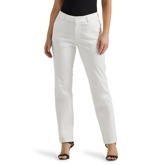 Lee Womens Wrinkle Free Relaxed Fit Straight Leg Pants, Bright White, 18 US