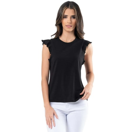 Lee Womens and Plus Ruffle Sleeve Crewneck Tank Top, S-4X