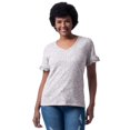 thumbnail image 1 of Lee Womens and Plus Short Sleeve Cotton Ruffle V-Neck T-Shirt, S-4X, 1 of 4
