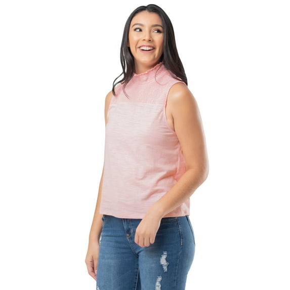 Lee Womens and Plus Smocked High-neck Tank Top, S-4X