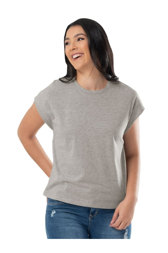 Womens and Plus Soft Shoulder Short Sleeve T-Shirt, S-4X