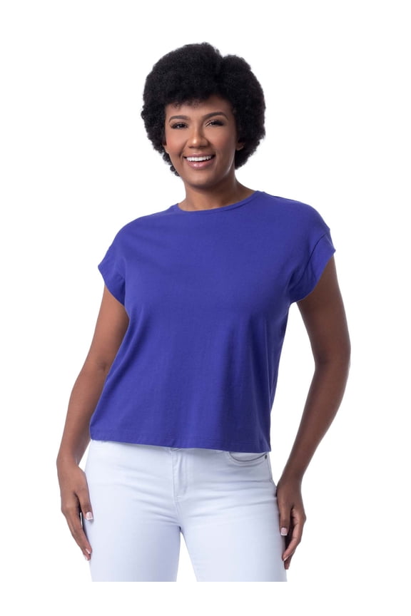 Womens and Plus Soft Shoulder Short Sleeve T-Shirt, S-4X