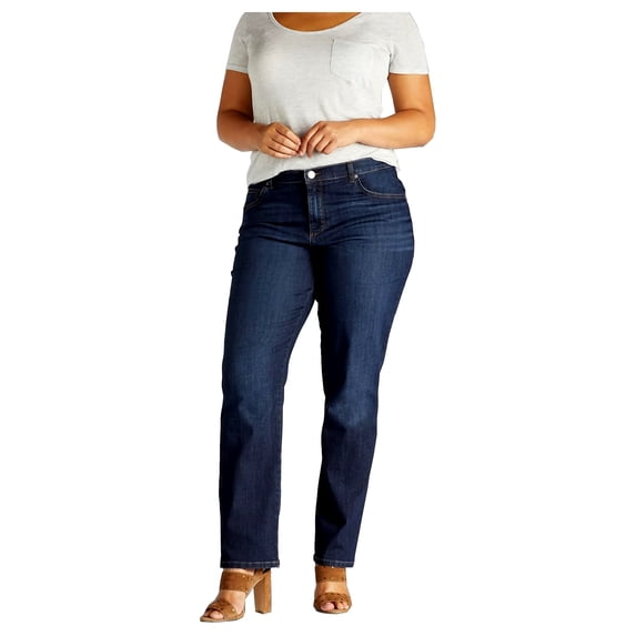 Lee Womens's Plus Stretch Relaxed Fit Straight Leg Jean