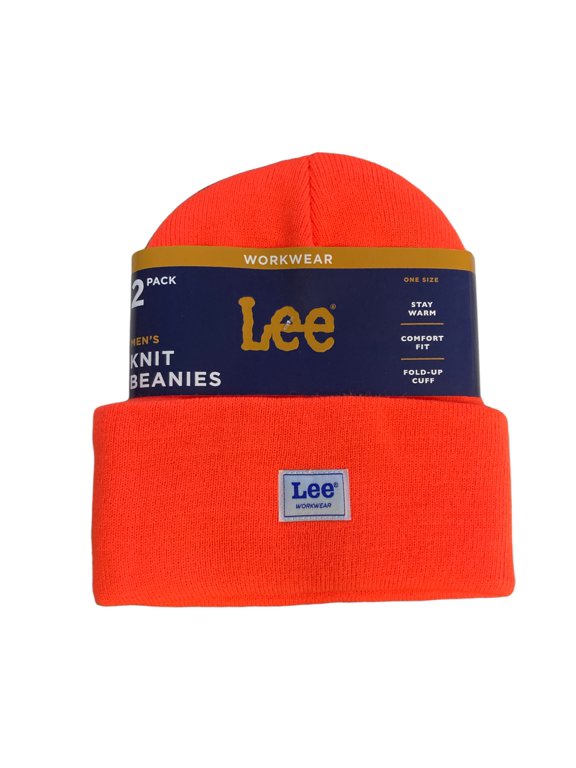 Workwear Men's Soft and Warm One Size Fold Up Cuff 2pk Beanie (Orange/Jet Black)