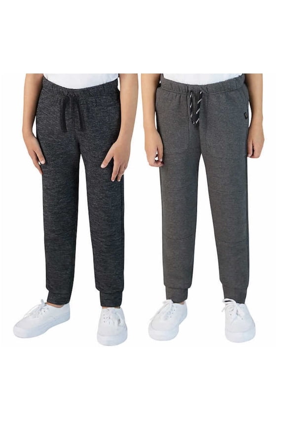 Youth Boy's 2 Pack Rugged Knee Jogger Pant (Medium(10/12), Charcoal/Heather Black)