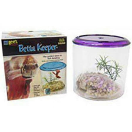 Lee's Aquarium & Pet Products Betta Keeper Round Kit Convenient Feeding Hole Easy Stacking Includes Plants
