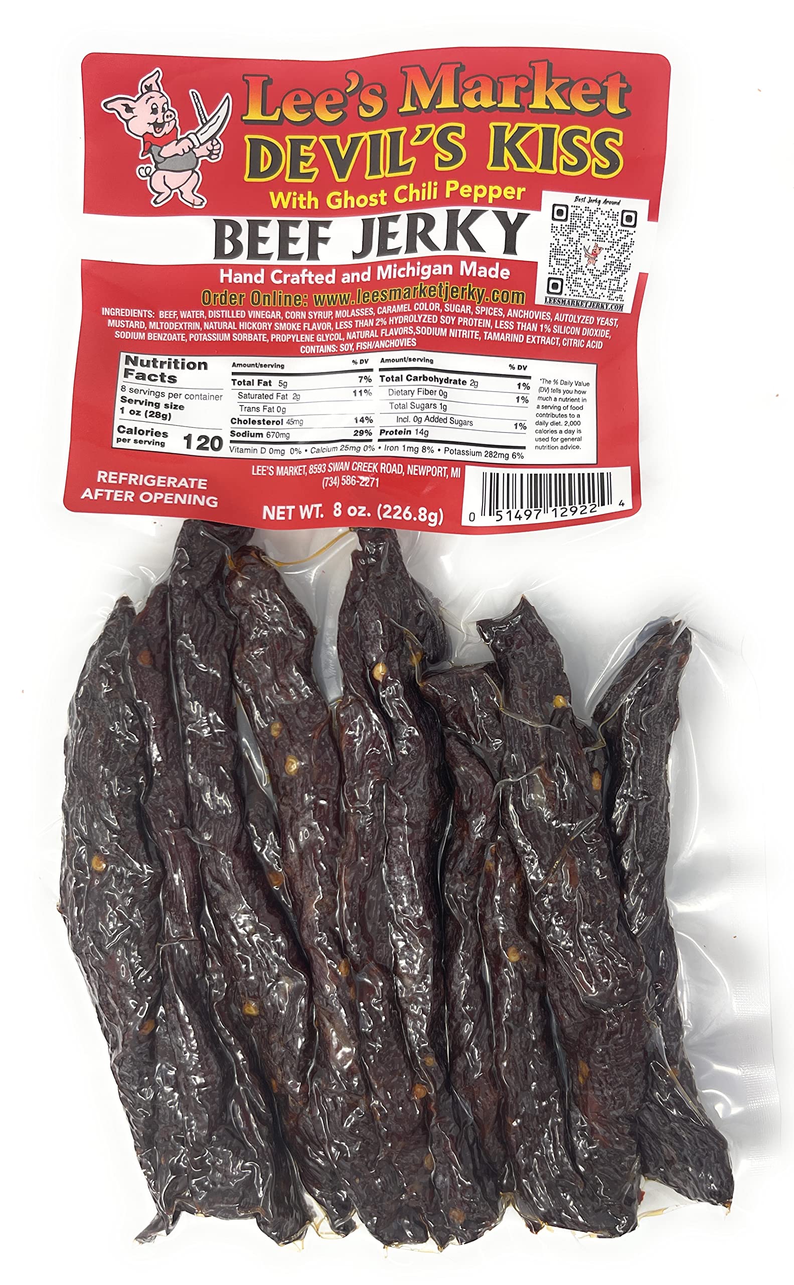 Lee's Market Devil's Kiss STF9 Ghost Pepper Beef Jerky Healthy Low