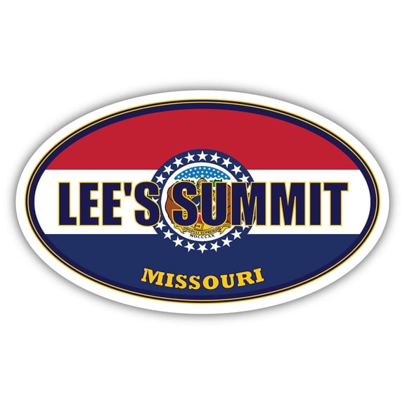 Lee's Summit City Missouri State Flag | MO Flag Jackson County Oval State Colors Bumper Sticker Car Decal 3x5 inches
