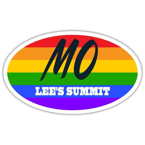 Lee's Summit MO Missouri Jackson County Rainbow Pride Flag 6 Stripes Pride Flag Euro Decal Bumper Sticker 3M Vinyl 3" x 5"