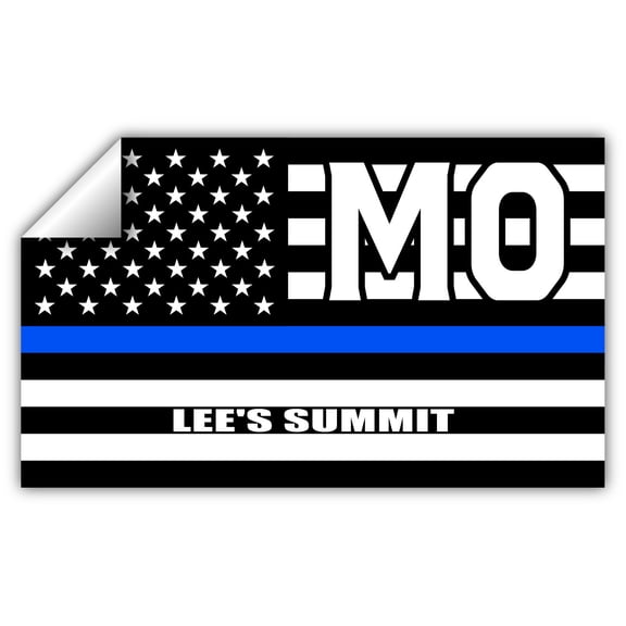 Lee's Summit MO Missouri Jackson County Thin Blue Line Stealthy USA Flag - Honoring Law Enforcement Officers Flags - Blue Lives Matter Euro Decal Bumper Sticker 3M Vinyl 3" x 5"