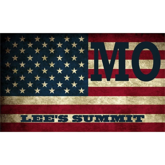 Lee's Summit MO Missouri Jackson County Vintage US Flag Decal Bumper Sticker 3M Vinyl 3" x 5"