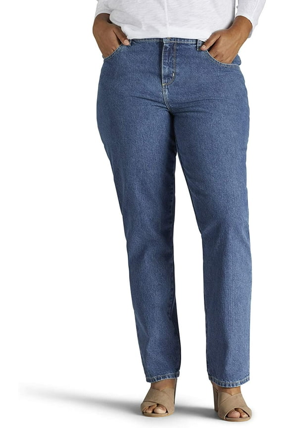 womens Plus-size Relaxed Fit All Cotton Straight Leg Jeans, Aero, 26 Petite US