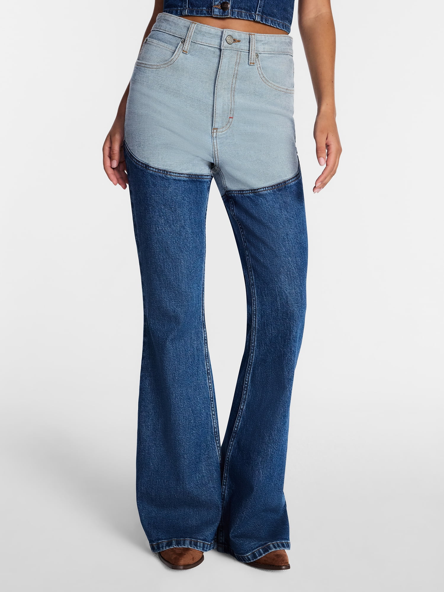 Kacey Lee Women's Long Denim Chaps Jeans, Sizes 0-18