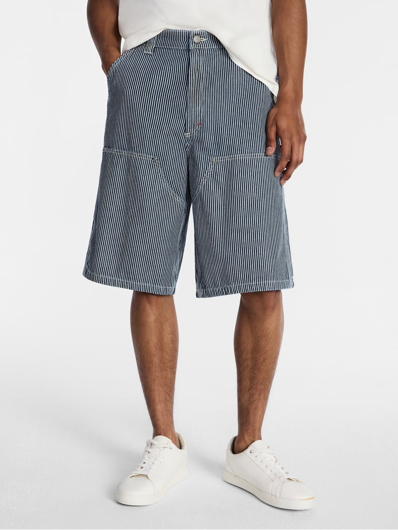 Kacey Lee Men's Loose Skater Carpenter Denim Shorts, Sizes 30-40