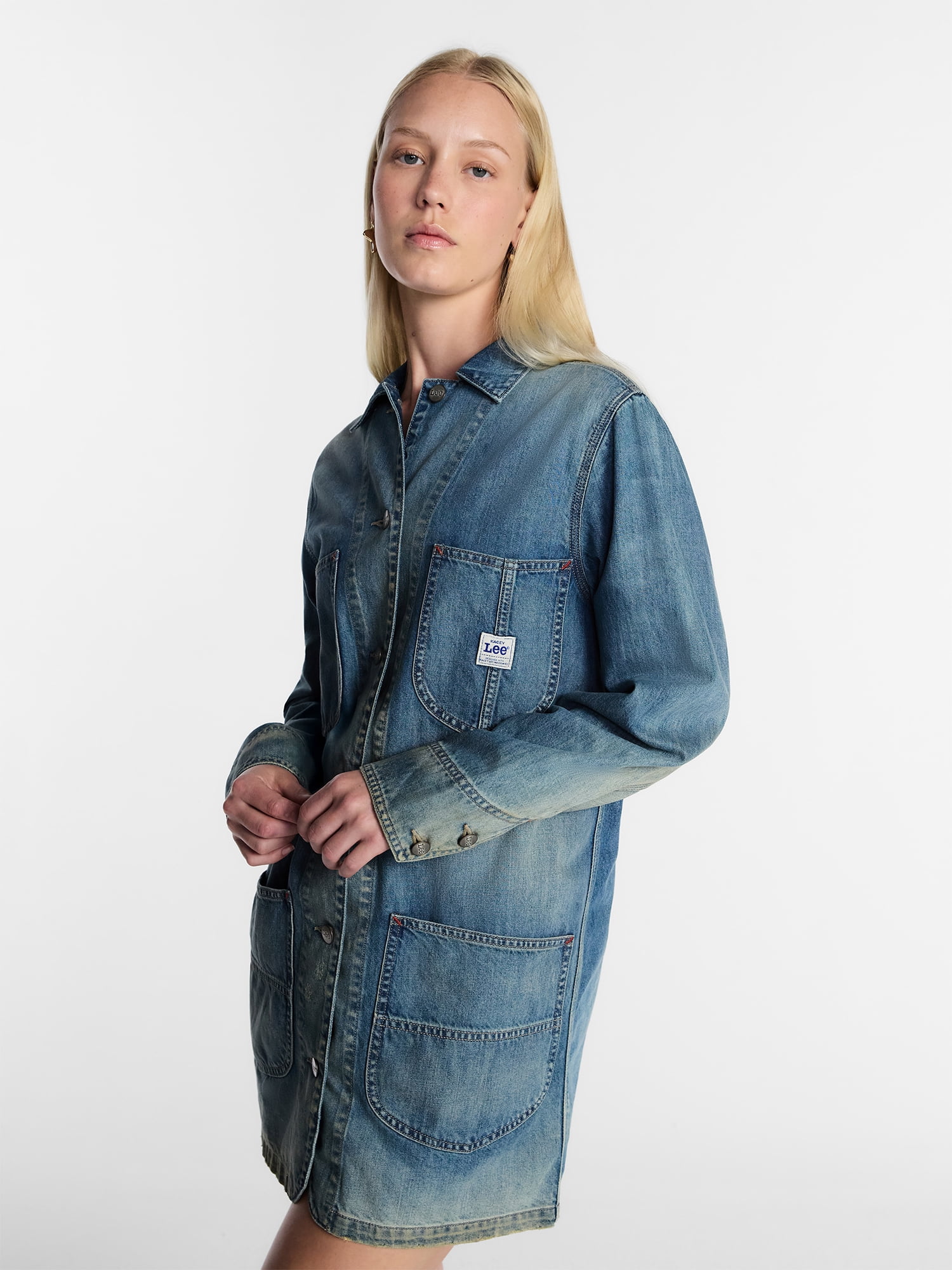 denim chore dress Vintage Cottage Denim Barn Chore Dress, Button Down Long Sleeve | Xxl
