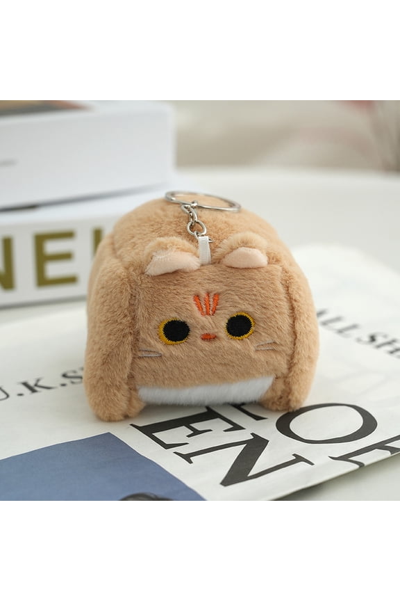 Cute Cat Plush Keychain Toy - 5 inch Stuffed Animal Bag Charm Decor, Portable Handbag Car Backpack Accessory (PP Cotton Filling)