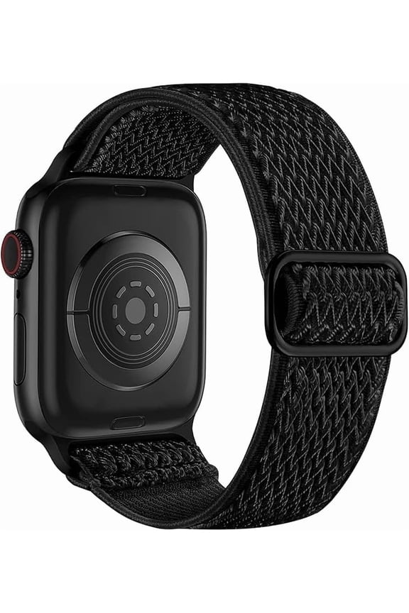 Nylon Stretchy Solo Loop Watch Band, Compatible with Apple Watch Series 1-10, SE, Ultra 38mm/40mm/41mm/42mm/44mm/45mm/46mm/49mm, Adjustable Replacement Strap for Women Men