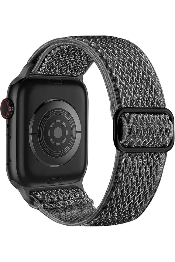 Nylon Stretchy Solo Loop Watch Band, Compatible with Apple Watch Series 1-10, SE, Ultra 38mm/40mm/41mm/42mm/44mm/45mm/46mm/49mm, Adjustable Replacement Strap for Women Men