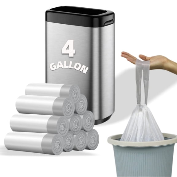 LeeCHee Small Trash Bags 4 Gallon - 150 Count Leakage-Proof 4 Gallon Trash Bag, Small Garbage Bags for Office Bedroom Bathroom Mini Trash Bags, Unscented White 15L Small Trash Can Liners