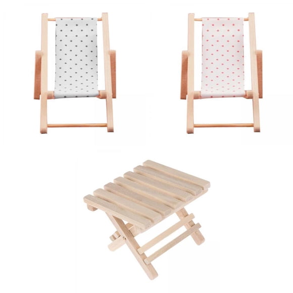 LeeQinersw 1/12 Dollhouse Beach Table Chair Micro Landscape Ornaments for Balcony Decor