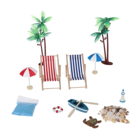 LeeQinersw 1/12 Dollhouse Decoration Beach Miniature Ornament Kits Set -12 Pieces/set Multi