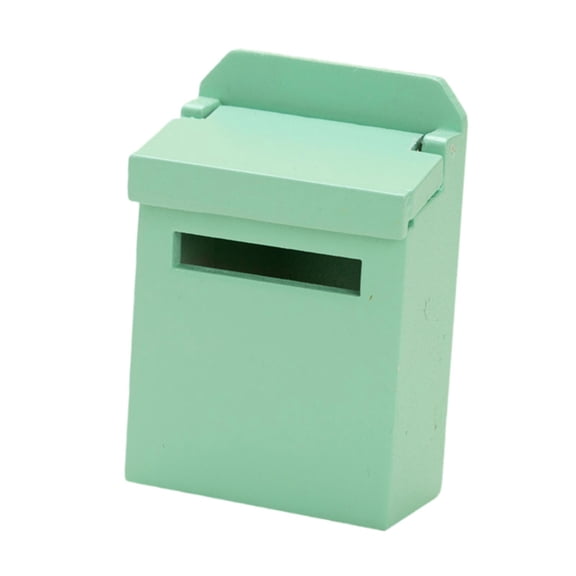 LeeQinersw 1/12 Dollhouse Mailbox Life Scene Wooden Flip Mailbox Scene Dollhouse Decoration Green