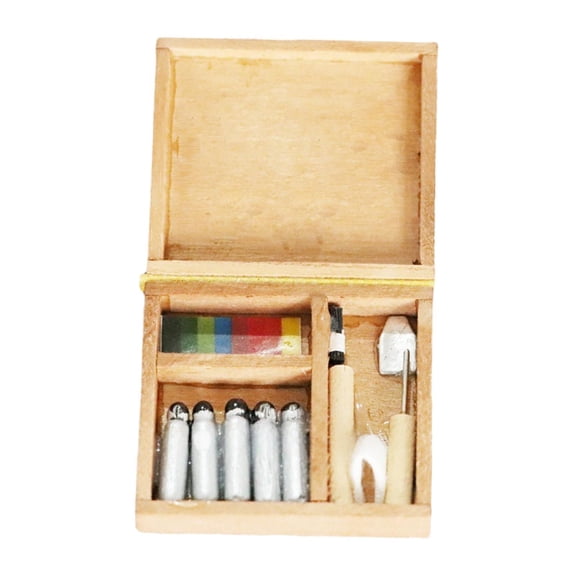 LeeQinersw 1/12 Dollhouse Mini Paint Box Pigment Doll House Accessory Box Paintbox Painting