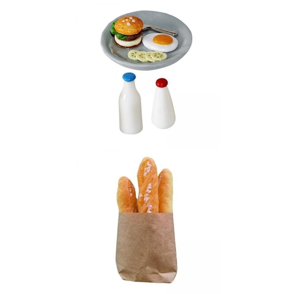 LeeQinersw 1/12 Dollhouse Miniature Breakfast Food Model Set for Kitchen Desktop Decor