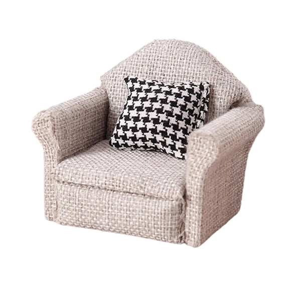 LeeQinersw 1/12 Dollhouse Miniature Sofa, Dollhouse Furniture, Sofa Model, Decoration, Mini light gray