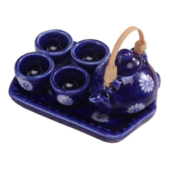 LeeQinersw 1/12 Dollhouse Miniature Tea Set Accessoires de dcoration de maison de poupe Navy Blue