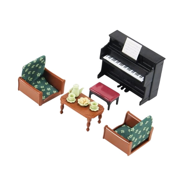 LeeQinersw 1/12 Dollhouse Piano Sofa Set Birthday Gift Miniature Furniture Coffee Table for