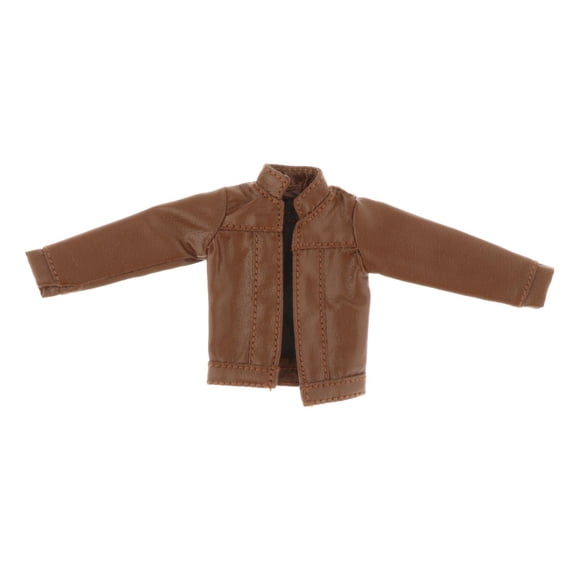 LeeQinersw 1/12 Female Faux Leather Coat Miniature Costume Casual Leather Coat Suit for 6'' coffee