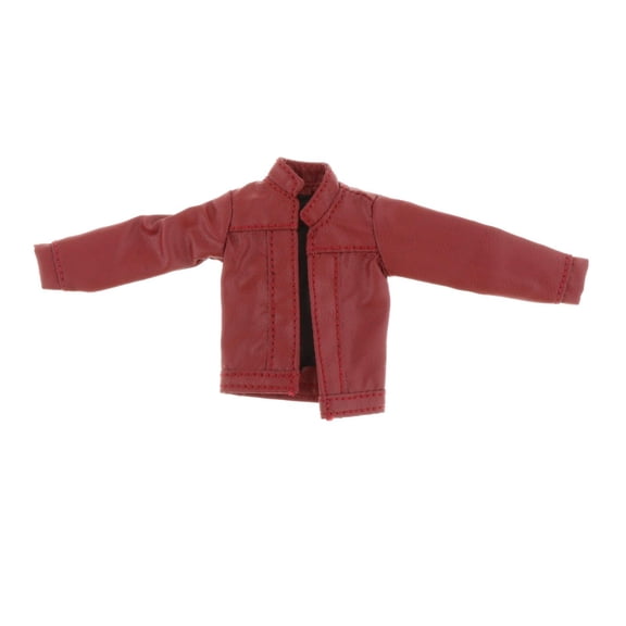 LeeQinersw 1/12 Female Faux Leather Coat Miniature Costume Casual Leather Coat Suit for 6'' red