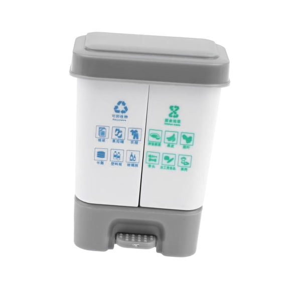 LeeQinersw 1/12 Garbage Can Simulation Garbage Bin Decor Pretend Play Toy Realistic Compact Gray