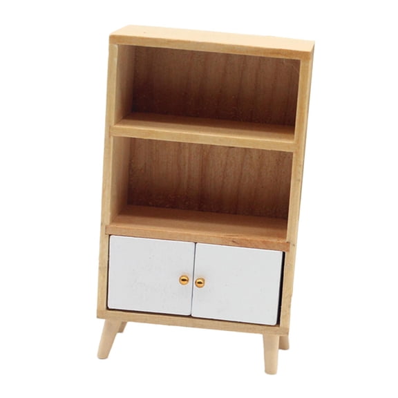 LeeQinersw 1:12 Miniature Cupboard Mini Furniture Bookcase Dollhouse Wood Cabinet for Micro