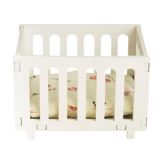 LeeQinersw 1/12 Scale Miniature Doll Crib Doll Furniture Props Wobble Toys Decoration Scene white