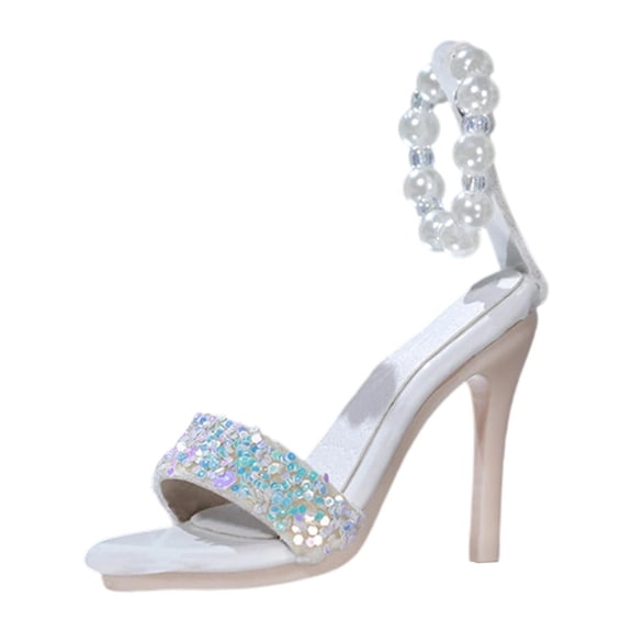 LeeQinersw 1/4 Doll Shoes High Heels Elegant Female Doll Shoes Mini Model Miniature Costume White