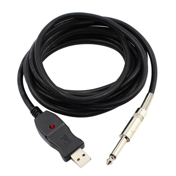 LeeQinersw 1/4 inch 6.35mm Male Guitar to USB Interface Link Cable Adapter PC Recording