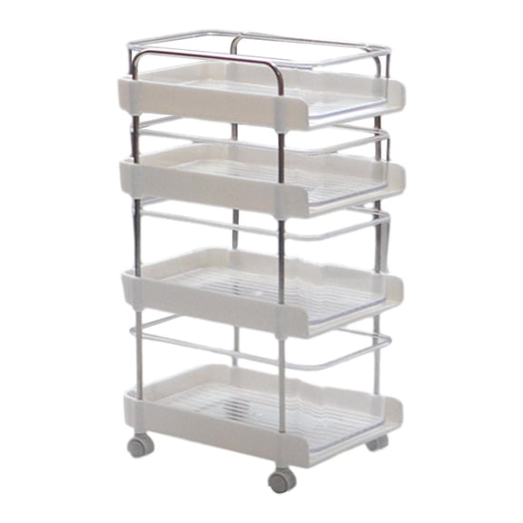 LeeQinersw 1/6 Dollhouse Miniature Rolling Storage Cart Simulation Storage Rack with Wheels White