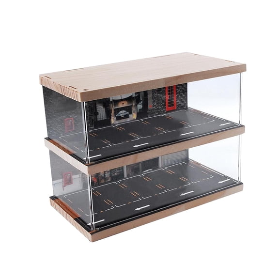 LeeQinersw 1/6 Lot Diecast Protective Showcase Car Garage Dustproof Organizer Storage Boxes Double Deck